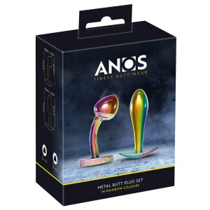 Anos Metal Butt Plug Set Rainbow