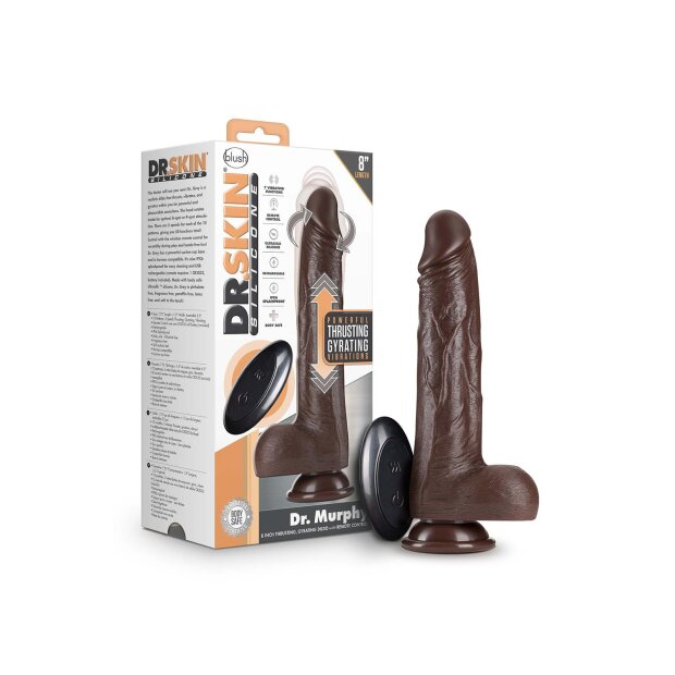 Dr. Skin Silicone Dr. Murphy 8 Inch Thrusting Dildo Chocolate - 22,2 cm