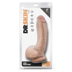 Dr. Skin Mr. Mayor 9 Inch Dildo With Balls Beige - 22,8 cm