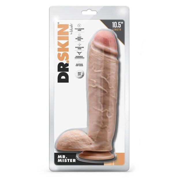 Dr. Skin Mr. Mister 10.5 Inch Dildo With Balls Beige - 27,9 cm