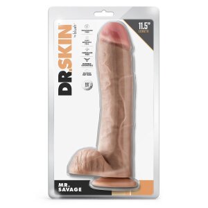 Dr. Skin Mr. Savage 11.5 Inch Dildo With Balls Beige -...
