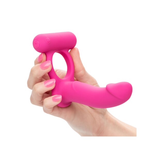 CalExotics Double Diver Pink Dildo mit Penisring 9,5 cm ⌀ 3,25 cm