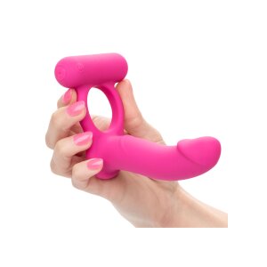 CalExotics Double Diver Pink Dildo mit Penisring 9,5 cm ⌀...