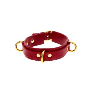 Taboom D-Ring Halsband Deluxe rot, gold