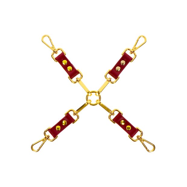 Taboom Hogtie Harnais de bondage rouge, or