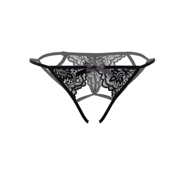 Inez strappy crotchless bikini Black S/M