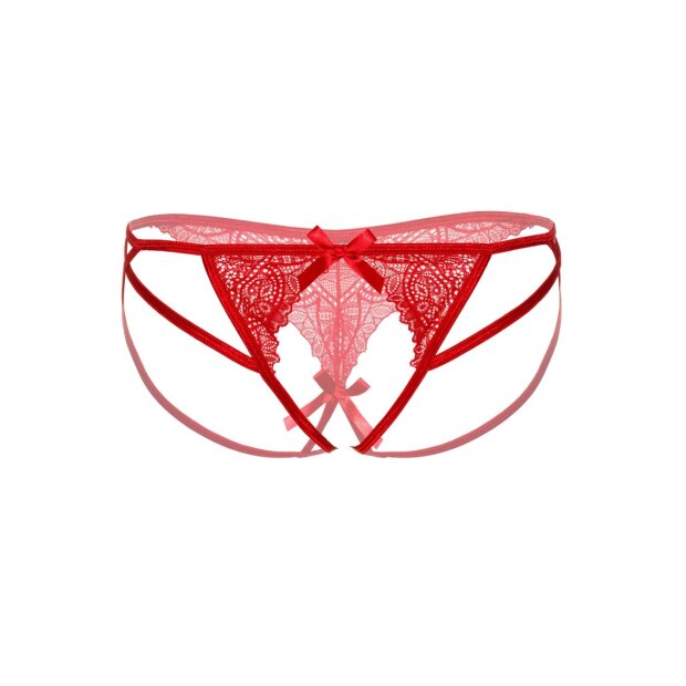 Naomi strappy crotchless tanga Red L/XL