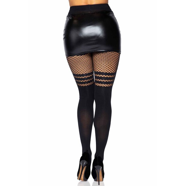 Pantyhose With Fishnet Stripes Black OS