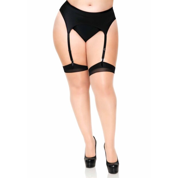 Leg Avenue plus size suspender stockings transparent, black