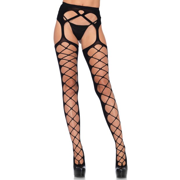 Diamond Net Opaque Stockings Black OS