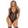 Lace Deep-V Teddy & Stockings Black OS