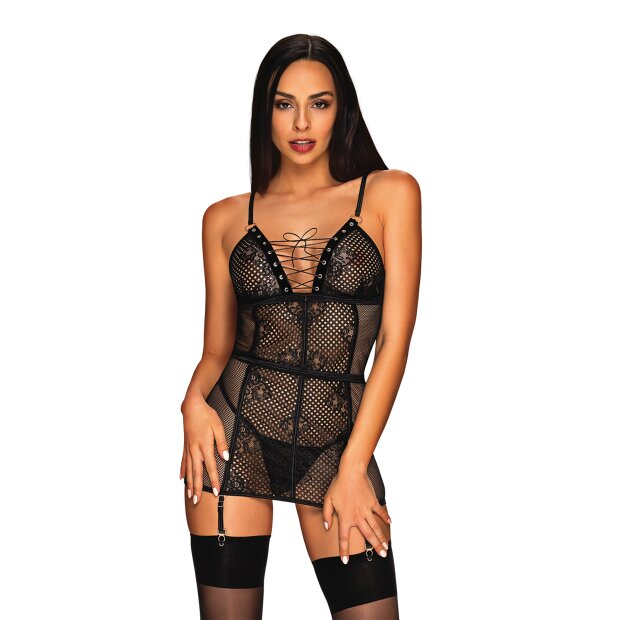 Basitta Chemise & Thong Black S/M