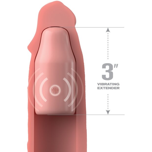 Pipedream FXTE Vibrating Mega X-tension RC Light Penishülle Beige 22,9 cm ⌀ 4,8 cm