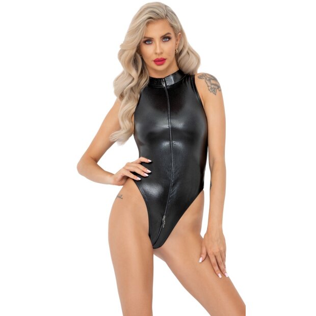 Body in Schlangenhaut-Optik mit Reißverschluss S - XL