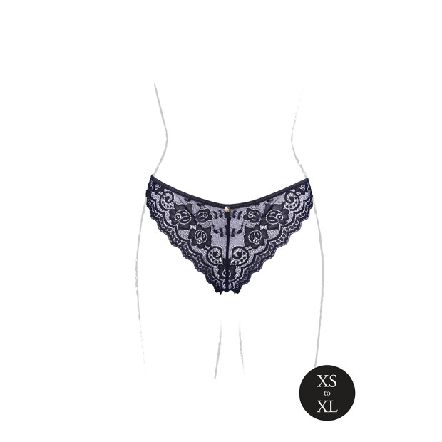 Claire Elastic Lace Brief with Golden Details Black OS