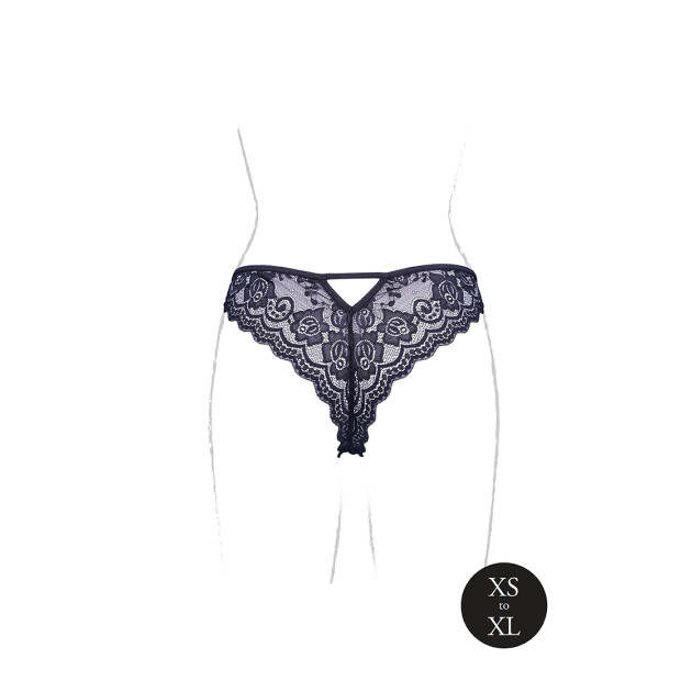 Claire Elastic Lace Brief with Golden Details Black OS