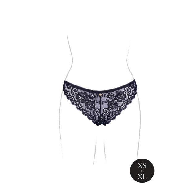 Zoé Elastic Lace Brief with Back Lacing and Golden Details Black OS