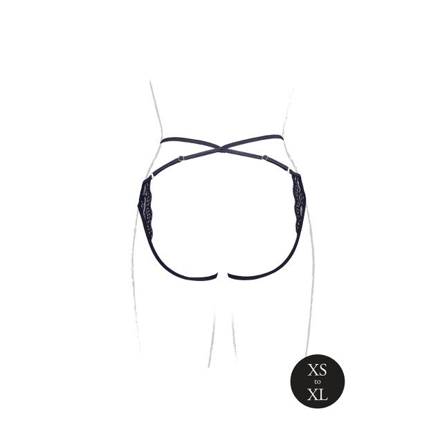 Léna Brief with Open Crotch and Buttocks, Adjustable Sliders and Golden Details Black OS