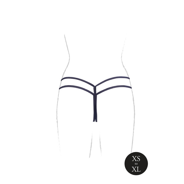 Ella Elastic Mesh Thong with Sliders and Golden Details Black OS