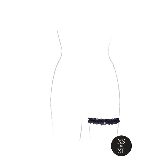 Noel Elastic Lace Garter with Golden Details Black OS