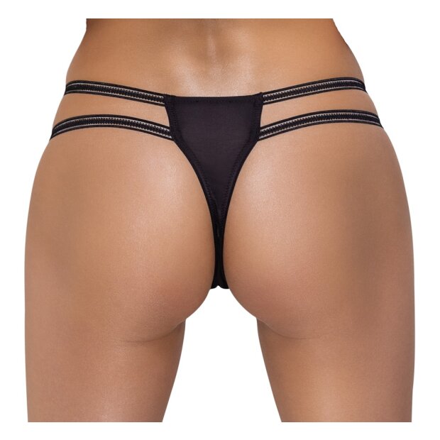 Crotchless String mit Doppelbund und Strass S/M - M/L