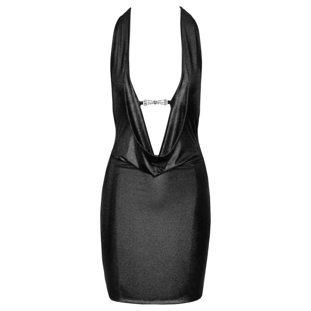 Kleid silber mit Wasserfallausschnitt S - XL