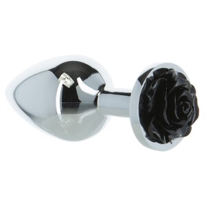 Lux Active - Metal Butt Plug Black Rose - 3,3 cm