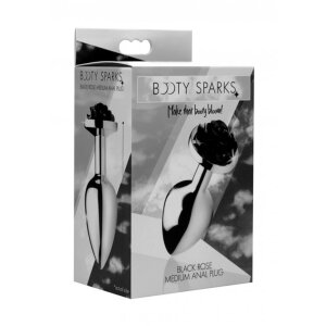 XR Brands Booty Sparks Anal Plug M Black Rose Silber ⌀...