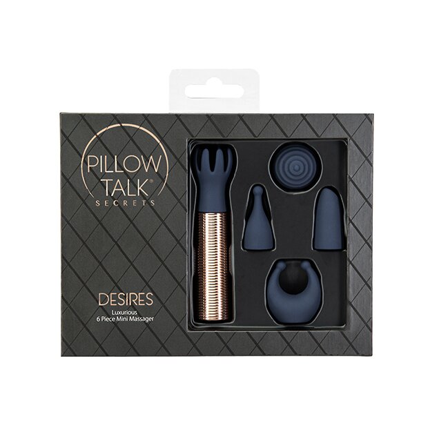 Pillow Talk - Secrets Choices 6 Piece Mini Massager Set Navy Blue/Rose Gold