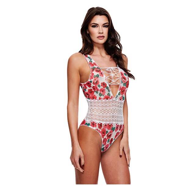 Baci - White Floral & Lace Teddy S/M