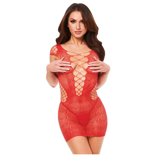 Baci Corset Front Lace Mini Dress Red, OS