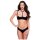 Baci 2Pc Sexy Quarter Cup Bra & Thong Set Black, S/M