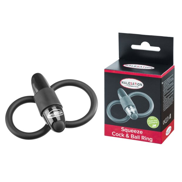 Malesation Squeeze Cock Ball Ring Vibration Schwarz ⌀ 4,15 cm