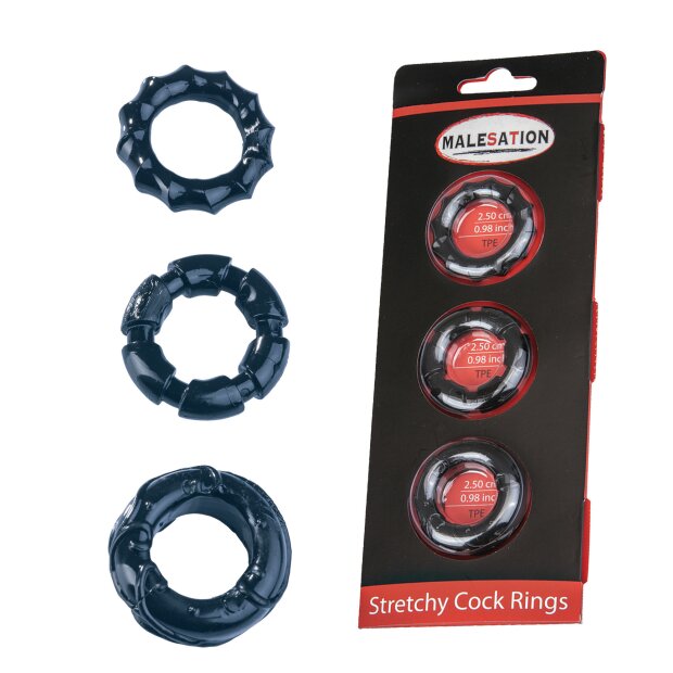 Malesation Stretchy Cock Rings Penisringe Schwarz ⌀ 2,5 cm