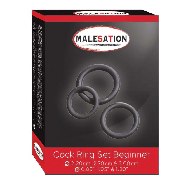 MALESATION Cock Ring Set Beginner (Ø 2,20 cm, 2,70 cm & 3,00 cm)