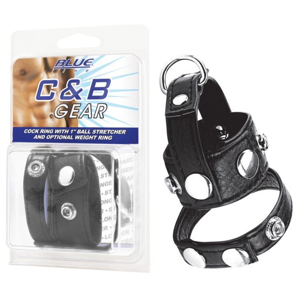 BLUE LINE C&B GEAR Cock Ring With 1 Ball Stretcher And Weightring