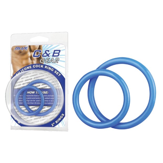 BLUE LINE C&B GEAR Silicone Cock Ring Set - Blue
