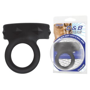Blue Line CB Gear Silicone Duo Snap Penisring Schwarz