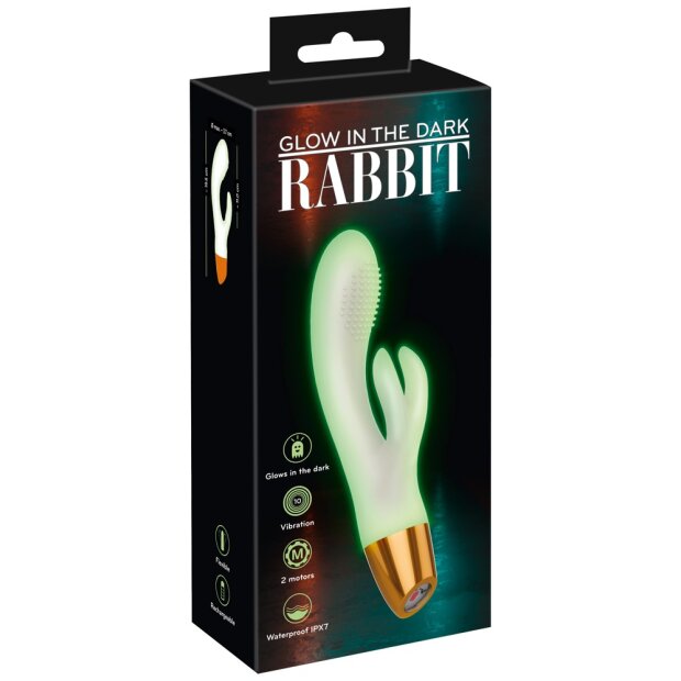 You2Toys GITD Rabbit Vibrator Beige 19,5 cm