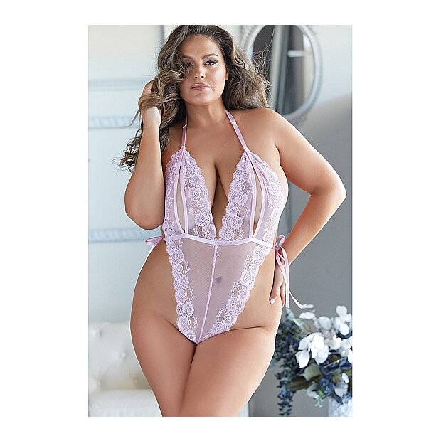 Allure Lace Open Cup Teddy Pink XL - 3XL
