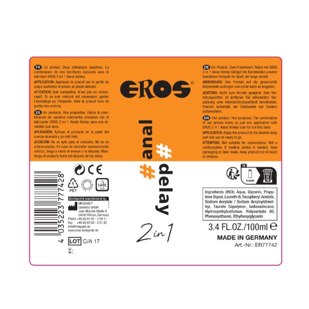 EROS 2in1 #anal #delay 250 ml Lubricant