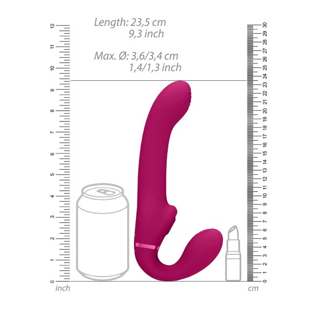 VIVE Ai Dual Vibrating Air Wave Tickler Strapless Strap-On Pink 14,5 cm ⌀ 3,6 cm