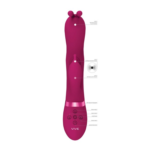 VIVE Gada Vibrating Bunny Ear G-Spot Rabbit Vibrator Pink 12,7 cm ⌀ 3,1 cm