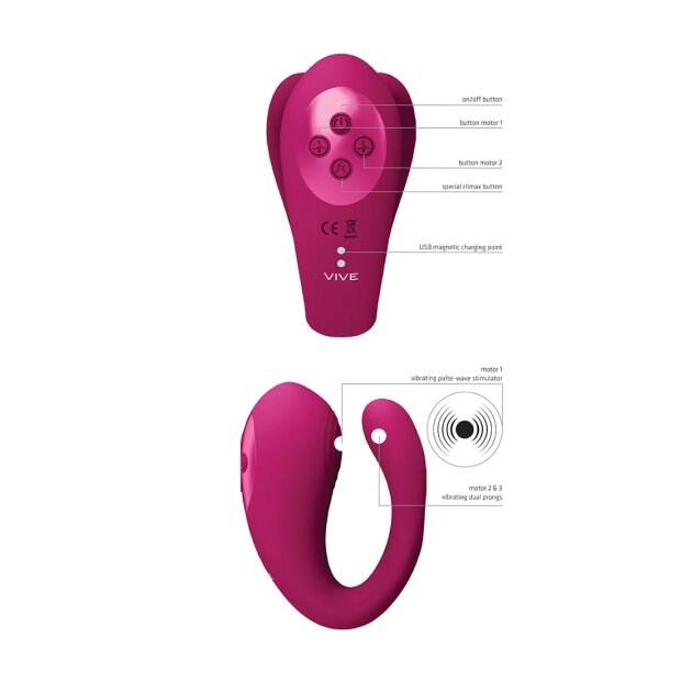 Yoko - Triple Action Vibrator Dual Prongs with Clitoral Pulse Wave