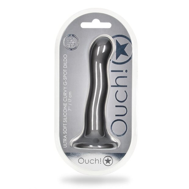 Shots Ouch ! Godemiché point G en silicone ultra doux gris 17 cm