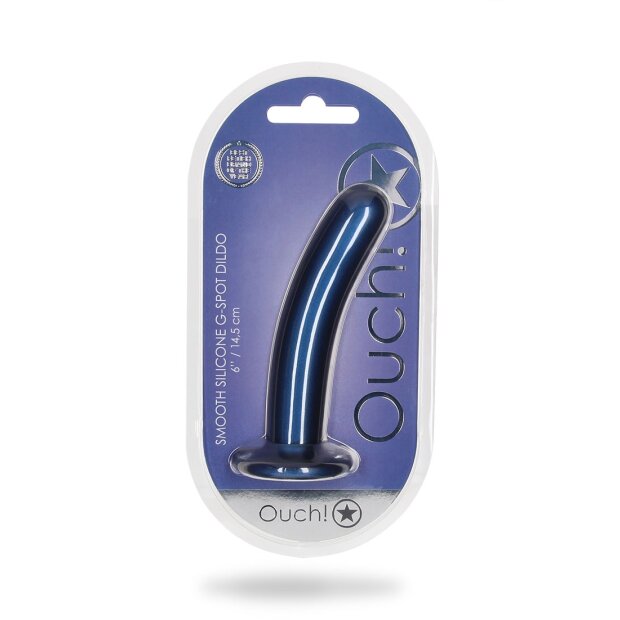 Shots Ouch! Weicher Silikon-G-Punkt-Dildo Blau 15 cm ⌀ 2,9 cm