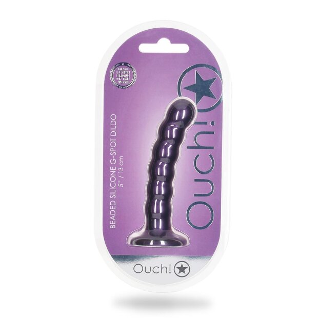 Shots - Ouch! Beaded Silicone G-Spot Dildo Lila 13 cm ⌀ 2,5 cm