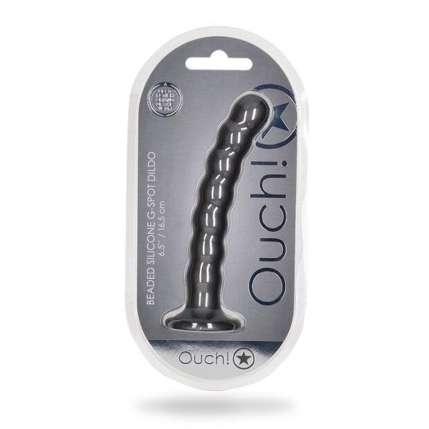 Shots - Ouch! Beaded Silicone G-Spot Dildo Schwarz 17 cm