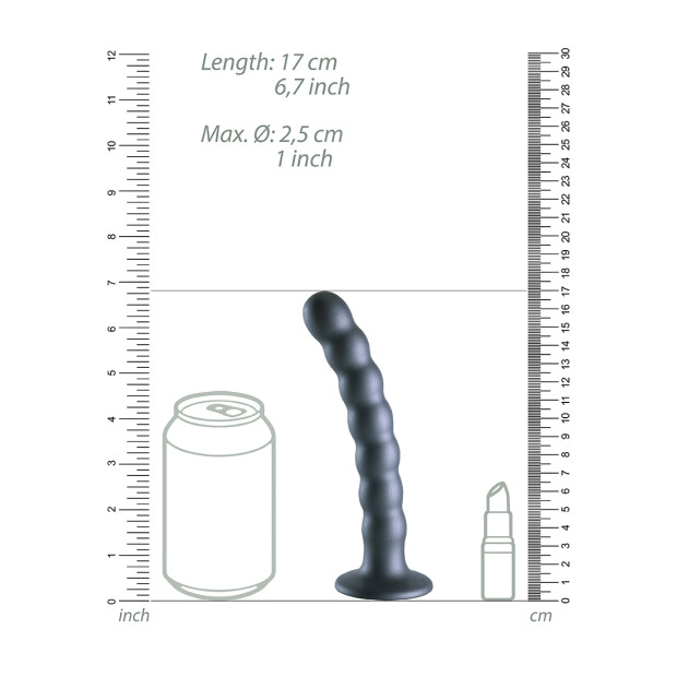 Shots - Ouch! Beaded Silicone G-Spot Dildo Schwarz 17 cm