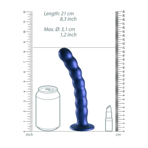 Shots - Ouch! Beaded Silicone G-Spot Dildo Blau 21 cm ⌀ 3,1 cm